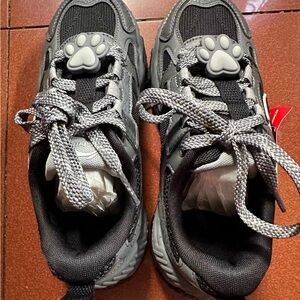 Women's Gray Sneakers with Paw Design